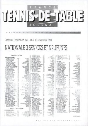 1998 12 N°710 FFTT JOURNAL