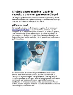 Cirujano Gastrointestinal; ¿Cuándo Necesito A Uno Y Un Gastroenterólogo