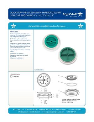 BC2000-xx - Aqua Stop Pipe Sleeve With Threaded Slurry Seal Cap And O Ring CS108-020524