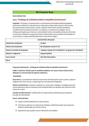 Mi Proyecto Final: "Catálogo de la Biodiversidad en República Dominicana”