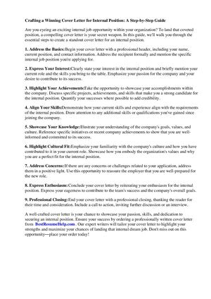 Cover Letter For Internal Position Example