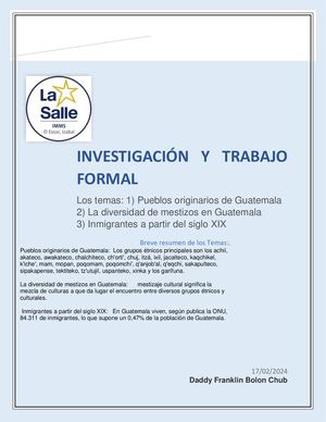 Investigación Y Trabajo Formal