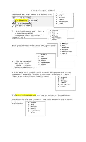 Evaluacion De Figuras Literarias