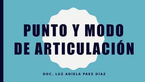 Punto Y Modo De Articulación