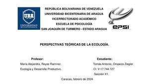 Perspectivas Teoricas De La Ecología^