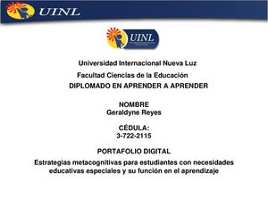 Las estrategias metacognitivas para estudiantes con necesidades educativas especiales y su función en el aprendizaje
