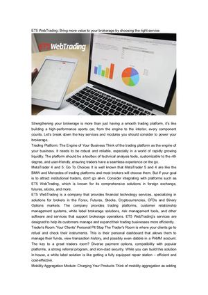 Et5 WebTrading Bring More Value To Your Brokerage By Choosing The Right Service