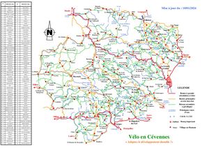 Carte Cols Cyclotourime en Cévennes