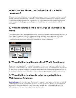 When Is The Best Time To Use Onsite Calibration At Zenith Instruments