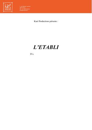 Dossier Aide à La Production, L'établi, Mathias Gokalp