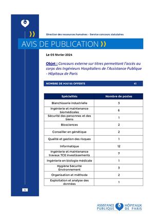 Avis De Publication Concours Externe Ingénieur Hospitalier Vf