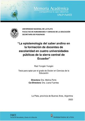 Epistemologia Del Saber Andino Tesis Doctoral Raúl Yungán Yungán