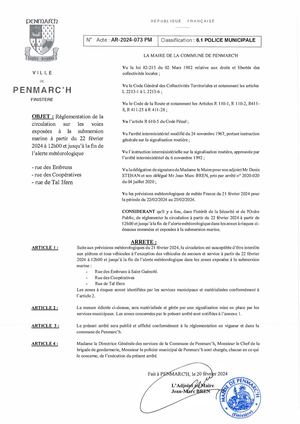 Penmarc'h - Alerte météorologique 21-02-2024 - Rues barrées