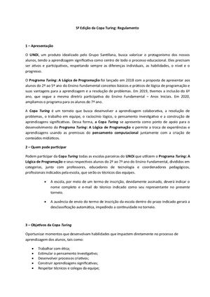 Regulamento Santillana Copa Turing UNOi 2024