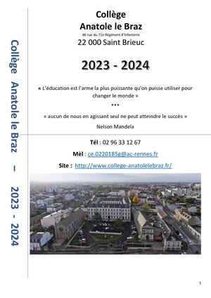 Livret Numérique - Collège Anatole Le Braz - 2023-2024
