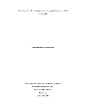 Lista De Chequeo Enfocada En Las Estrategias De Mercadeo Y Planificación Para La Microempresa De Café Y Chocolate