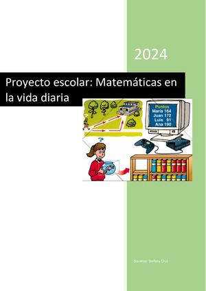 Proyecto De Aula  Matemáticas en la vida diaria