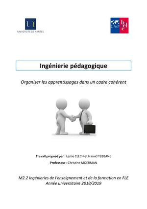 Cahier Pédagogique Hamid Leslie Ingénierie Pédagogique M2 2