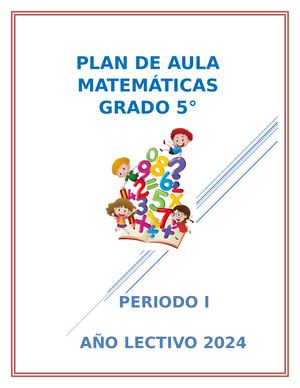 Plan Aula Matematicas Pdo I Grado 5°