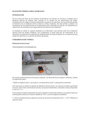 Dilatación Térmica Lineal En Metales