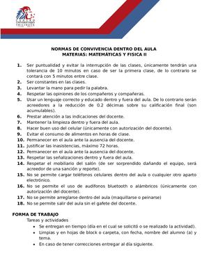 Nomras De Convivencia Mate Iv Y Fisica Ii