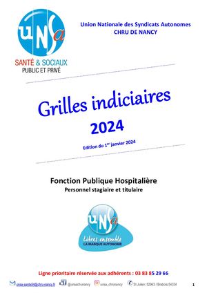 Grilles Indiciares Au 01 01 2024 Personnalisees Chru De Nancy Avec Bulletin Adhesion