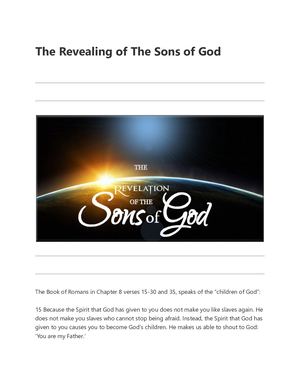 The Revealing Of The Sons Of God