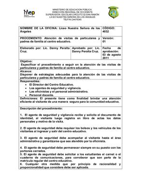 Protocolo 2 Atención De Visitas De Particulares