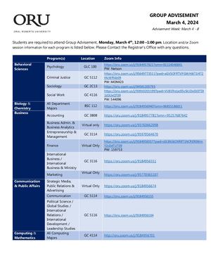 Spring 2024 Group Advisement