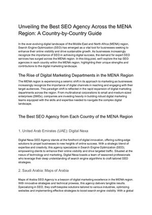Unveiling the Best SEO Agency Across the MENA Region: A Country-by-Country Guide