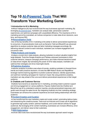 Top 10 Ai Powered Tools That Will Transform Your Marketing Game