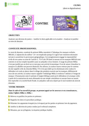 CEJMA - Affaire Milka contre Milka