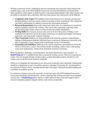 Cii Candidate Coursework Assessment Guidelines And Instructions