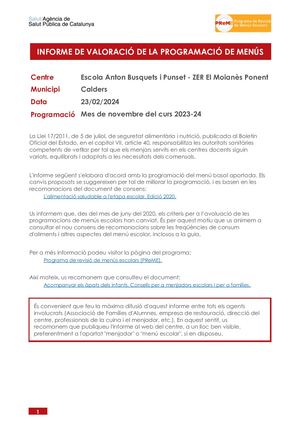 Informe valoració de menús