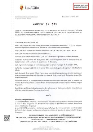 Parution Actes Administratifs (arrêtés) D'aujourd'hui  (2).