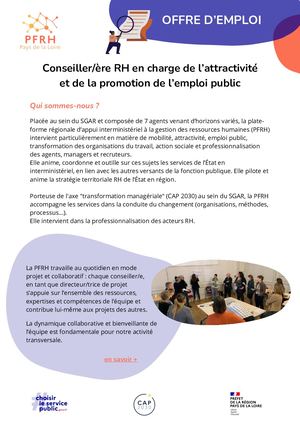 Offre Emploi Conseiller RH Attractivité Promotion Emploi Public