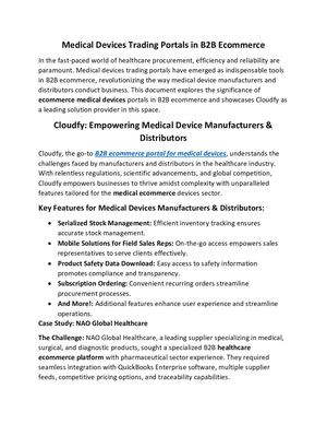 Medical Devices Trading Portals in B2B Ecommerce