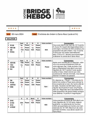 106. Solution Votre Bridge Hebdo Avancé 8 03 2024