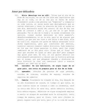 Amor Por Delicadeza Guión De Radio