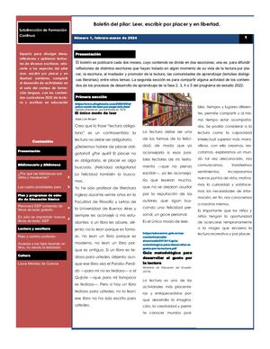 Boletín del pilar: Leer, escribir por placer y en libertad.