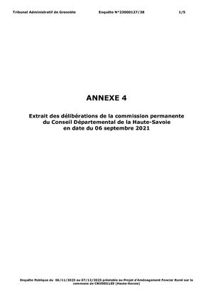 Extrait Des Délibérations De La Commission Permanente Du C D De La Haute Savoie En Date Du 06 09 21
