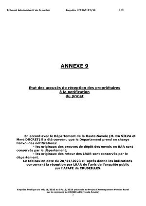 Etat Des Accusés De Réception Aux Notifications Du Projet