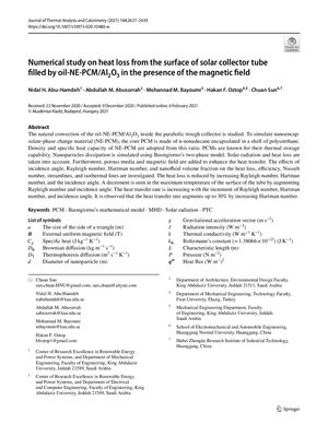 Numerical Study On Heat Loss From The Surface Of Solar Collector Tube Filled By Oil Ne Pcmal2o3 In The Presen