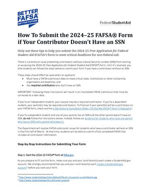 How To Submit The 202425 Fafsa Form If Your Contributor Doesn't Have An Ssn