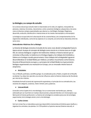 La Biología Y Su Campo De Estudio