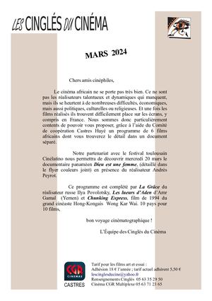 Mars 2024 bulletin Cinglés du Cinéma