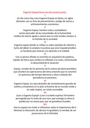 Eugenio Espejo Llama Viva De Nuestra Patria