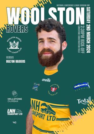 2024 Woolston Rovers Matchday Programme Oulton Raiders 02032024