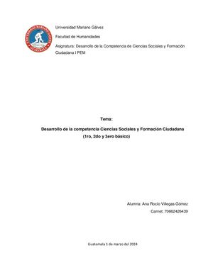 Competencias De Las Ciencias Sociales De 1ro, 2do Y 3ero Basico