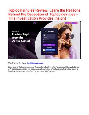 Review of Toplocalsingles: Discovering the Truth Behind its Deceptive Practices - An Investigative Insight